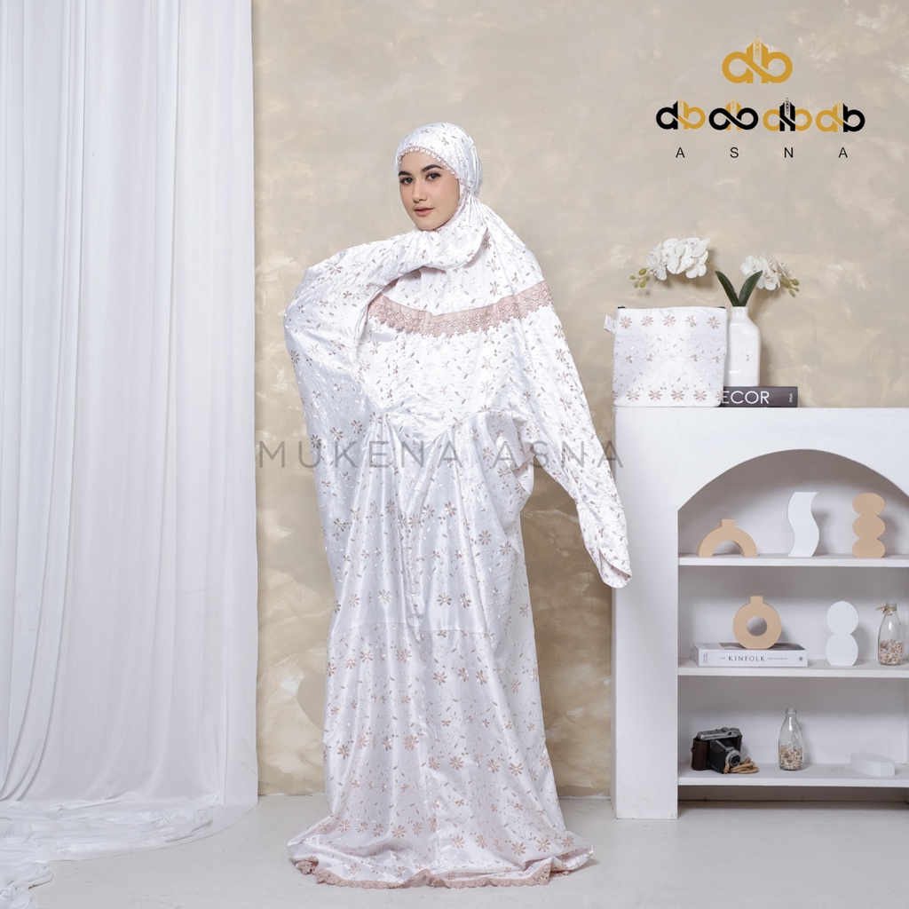 Mukena Terusan Dewasa AsnaCollection٩٩ Sutra Prada Premium Jumbo Travelling