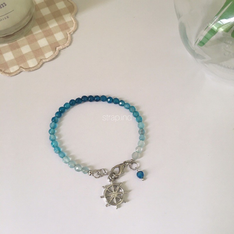 OCEAN BLUE 4mm Cutting Gemstone Bracelet | GELANG BATU