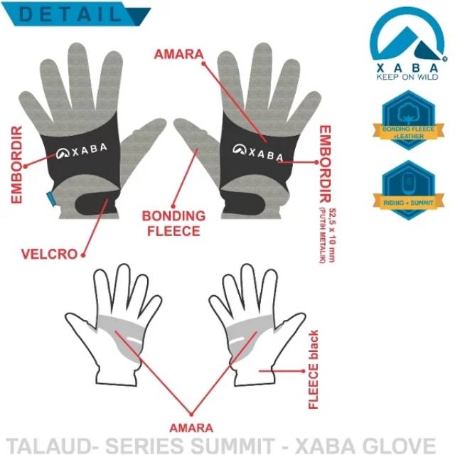 Sarung Tangan XABA Talaud, glove Series Summit. Gloves waterproof gunung full finger Gadget Friendly