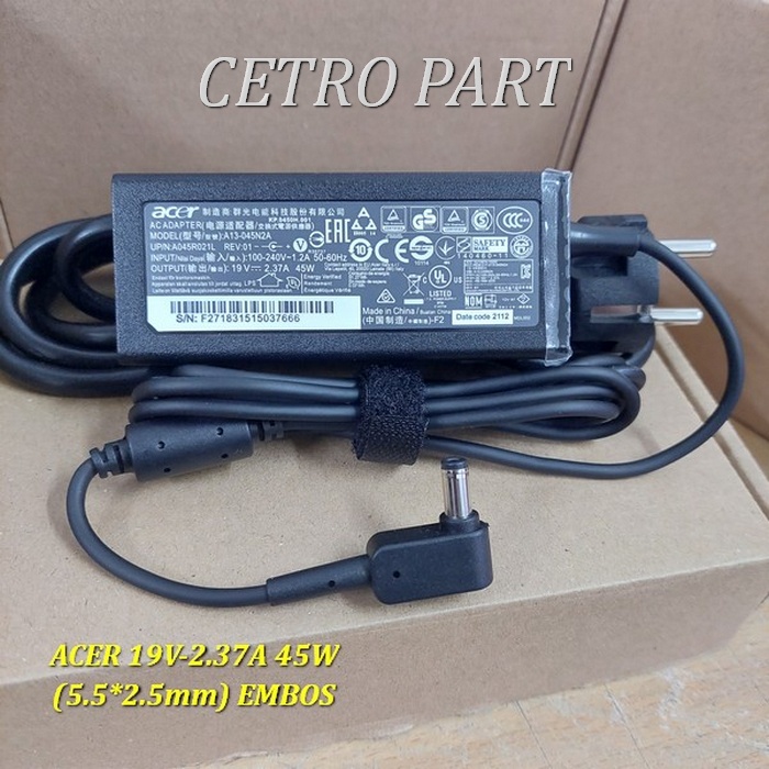 Adaptor Charger Original Laptop Acer 19v - 2.37a (5.5*2.5mm) BERGARANSI