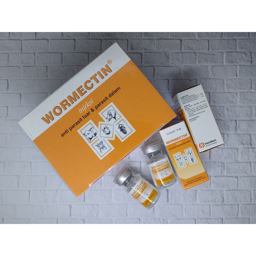 WORMECTIN INJEKSI 5 ml - BOX - Isi 12 botol @ 5 ml - Obat Suntik Membasmi Kutu, Tungau, Kudis, Scabi