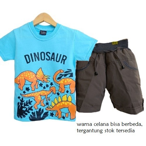 SETELAN KAOS ANAK COWOK DINO LC CELANA PENDEK 1 TAHUN - 9 TAHUN BAJU ANAK LAKI LAKI SETELAN-2