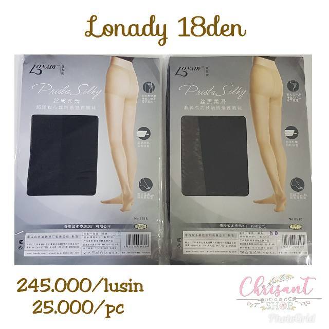 [Gosend] Stocking lonady 18den Hitam Cream Abu Pantyhose Original 18denier Lonady