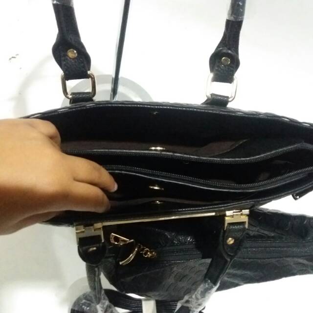 Tas handbag eastin 892 tas mewah 2in1 black