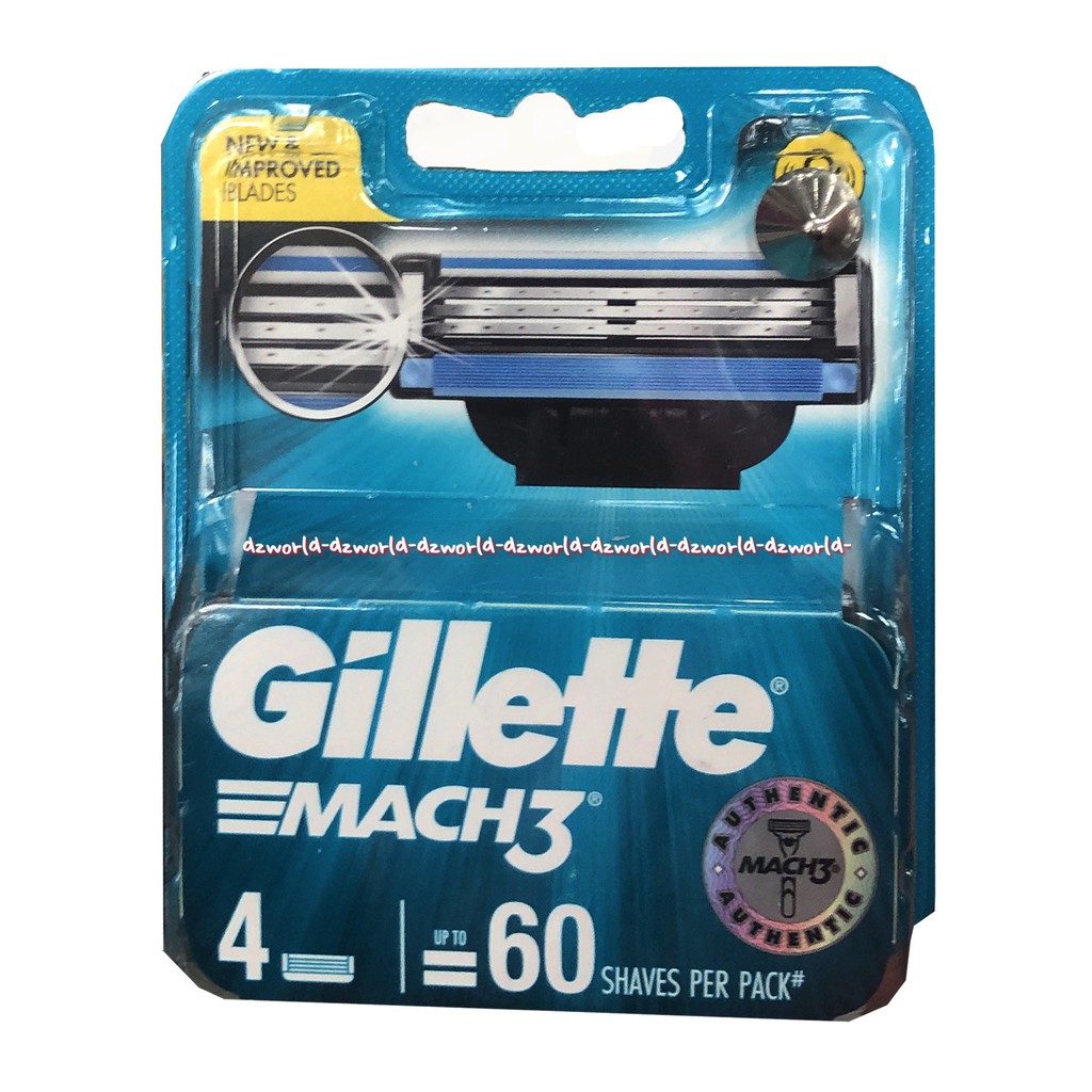 Gillette Mach 3 Cartridge Isi Ulang Pisau Cukur Gillete Mach3 4pcs