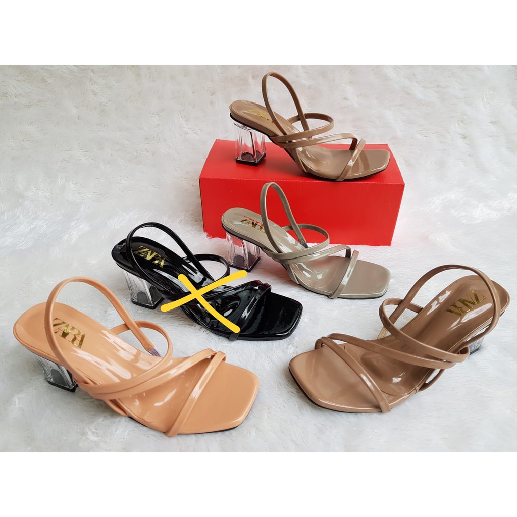 Sendal kaca Zara tali belakang size 36-40 warna peach, abu n coklat tua