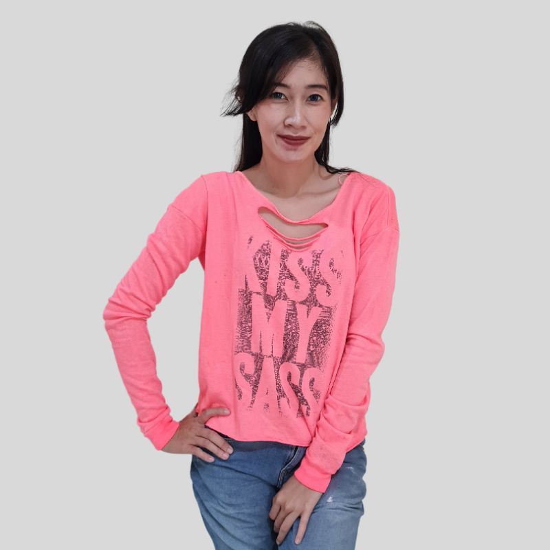 TOKYO DARLING - Kaos Lengan Panjang Wanita Original Premium Pakaian Branded Sisa Ekspor