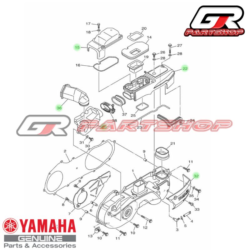 cover cvt set 5 bagian mio sporty smile ori ygp caver atas samping belakang air duct karet air duct original yamaha