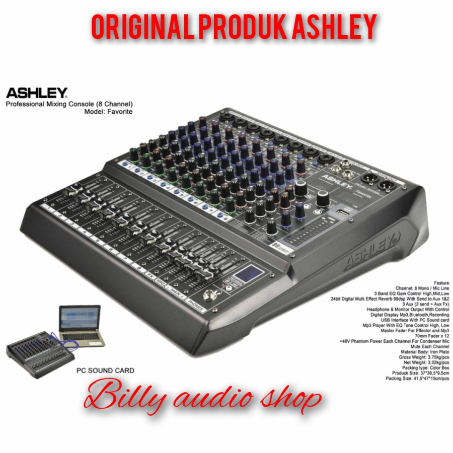 MIXER AUDIO ASHLEY FAVORITE 8 , 8 CHANNEL 8 MIC LINE