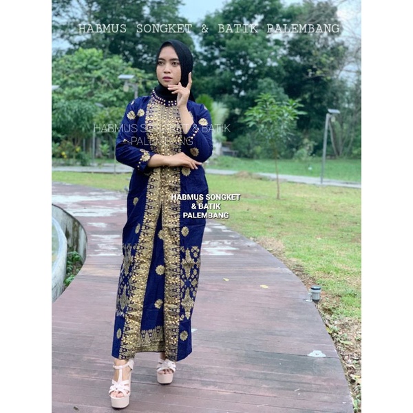 GAMIS BATIK SONGKET PALEMBANG NAVY GOLD