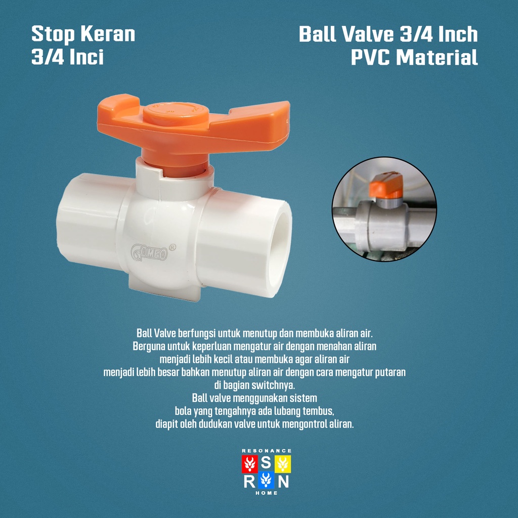 Ball Valve Pvc TEBAL 3/4&quot; Stop Kran Keran Pipa Resonance Home