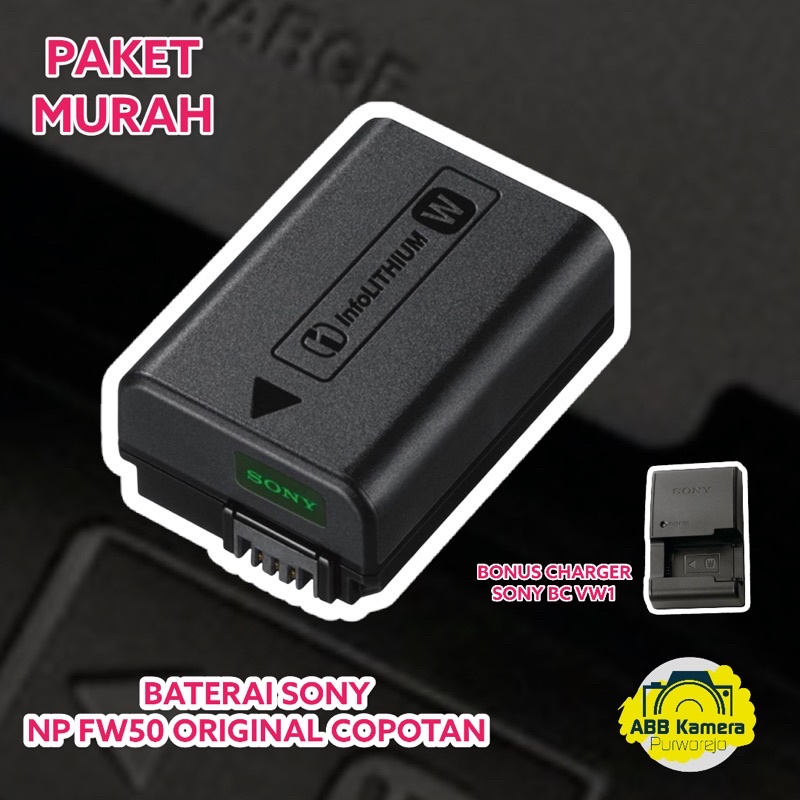 BATRE PLUS CHARGER NP FW50 ORIGINAL FOR SONY  A7 A7 MARK II SONY A6000 A6500 A6500 A6400