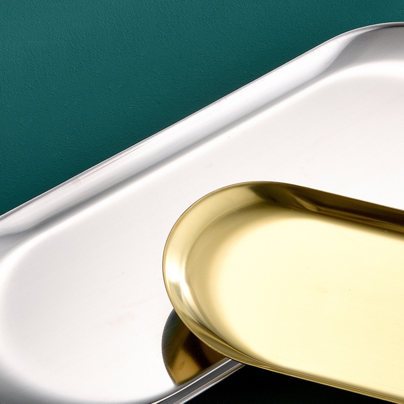 [Scandinavian Style Stainless Steel Oval Storage Tray, Towel Tray] [Gold and Silver Dinner Plate] [Nut &amp; Cake &amp; Dessert &amp; Steak &amp; Fruit Plate]/Hot Sale