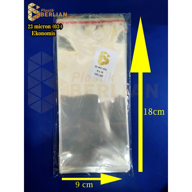 

9 x 18 cm Plastik OPP EKONOMIS 23micron (100 lbr) (lem/seal)