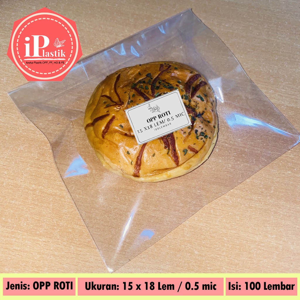 

Plastik OPP Roti Manis / Plastik Donat / Plastik Kue TEBAL 15x18+lem