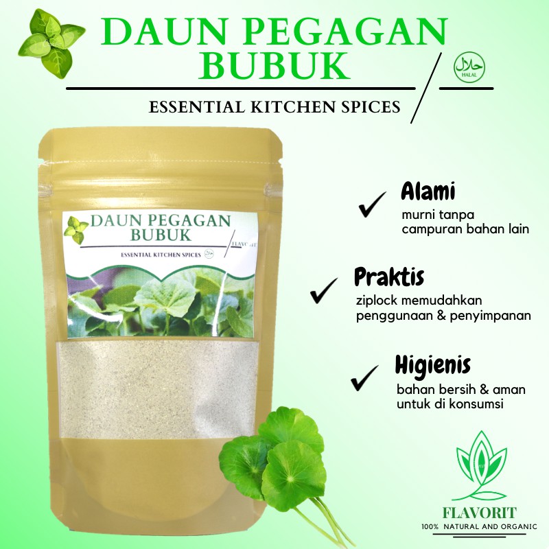 Daun Pegagan Bubuk Antanan Bumbu Bubuk Murni Organik Herbal Jamu Rempah Dapur Kering Asli Murni