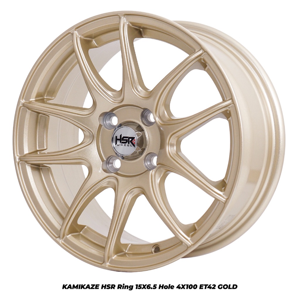 Velg R15 Mobil Agya Ayla Brio Mobilio HSR KAMIKAZE Ring 15 Hole 4 PCD 100 Gold