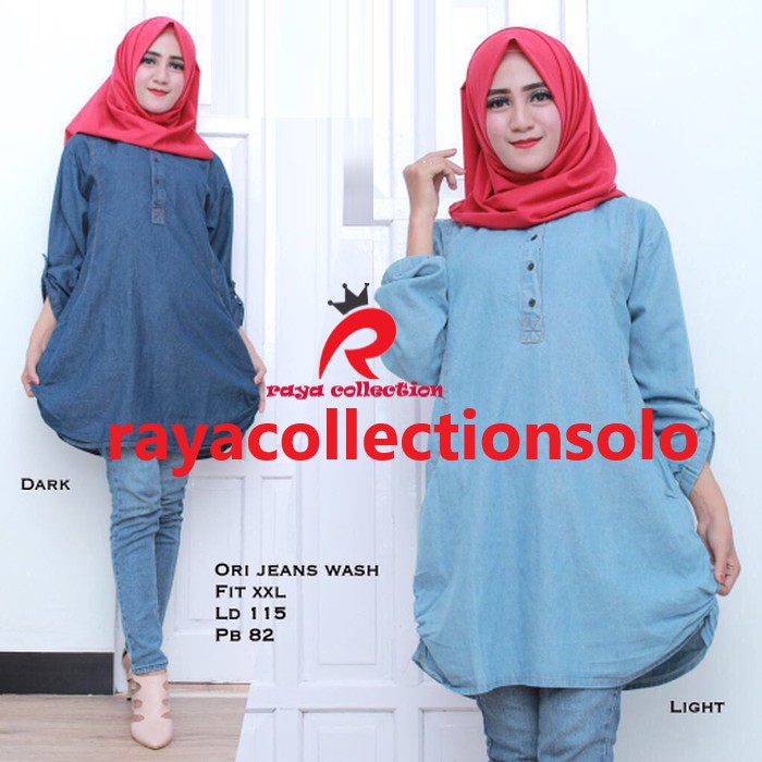 LUNA JUMBO BLOUSE / EMIRA BLOUSE / JEANY JUMBO / BLOUSE JEANS JUMBO BUSUI REALPICT ORI RC