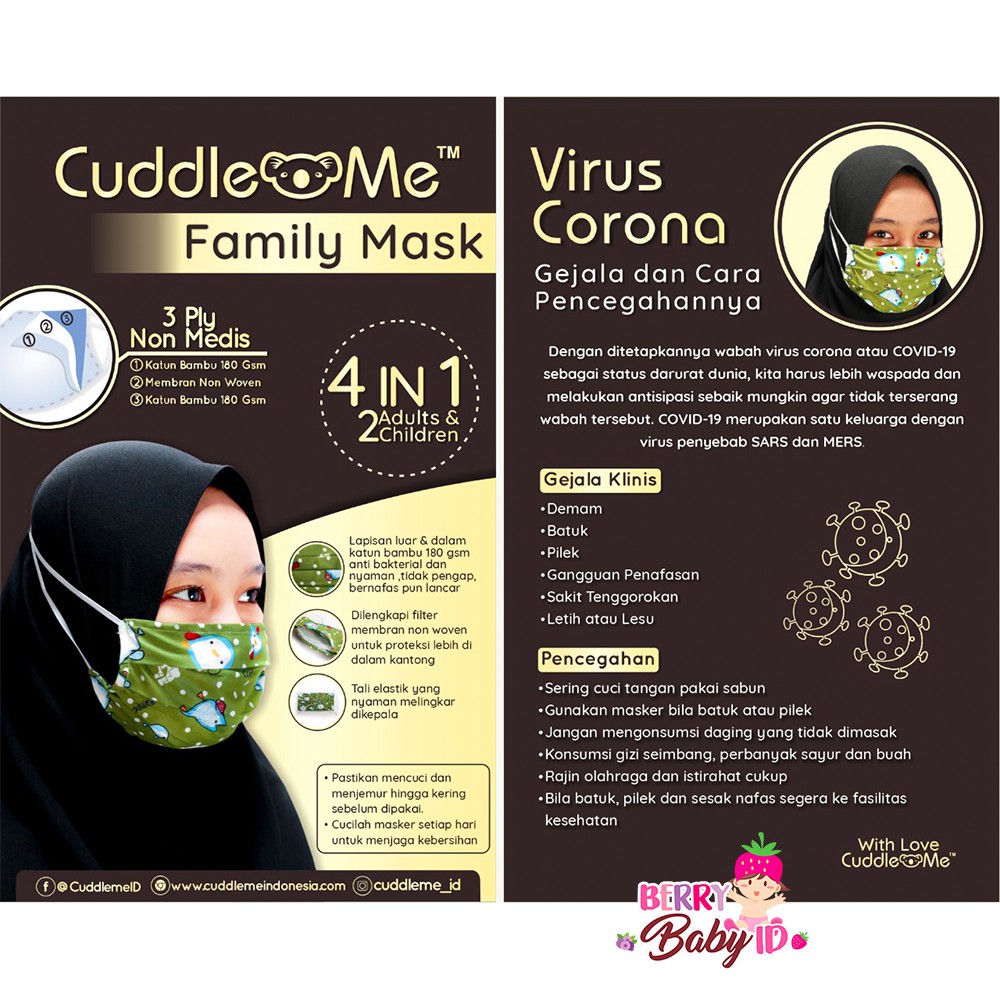 Cuddle Me Family Mask Paket 2 Masker Dewasa 2 Masker Anak Berry Mart