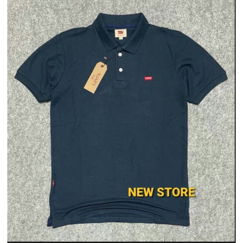 Kaos Polos Levis// Kaos polo kerah pria // Biru tua