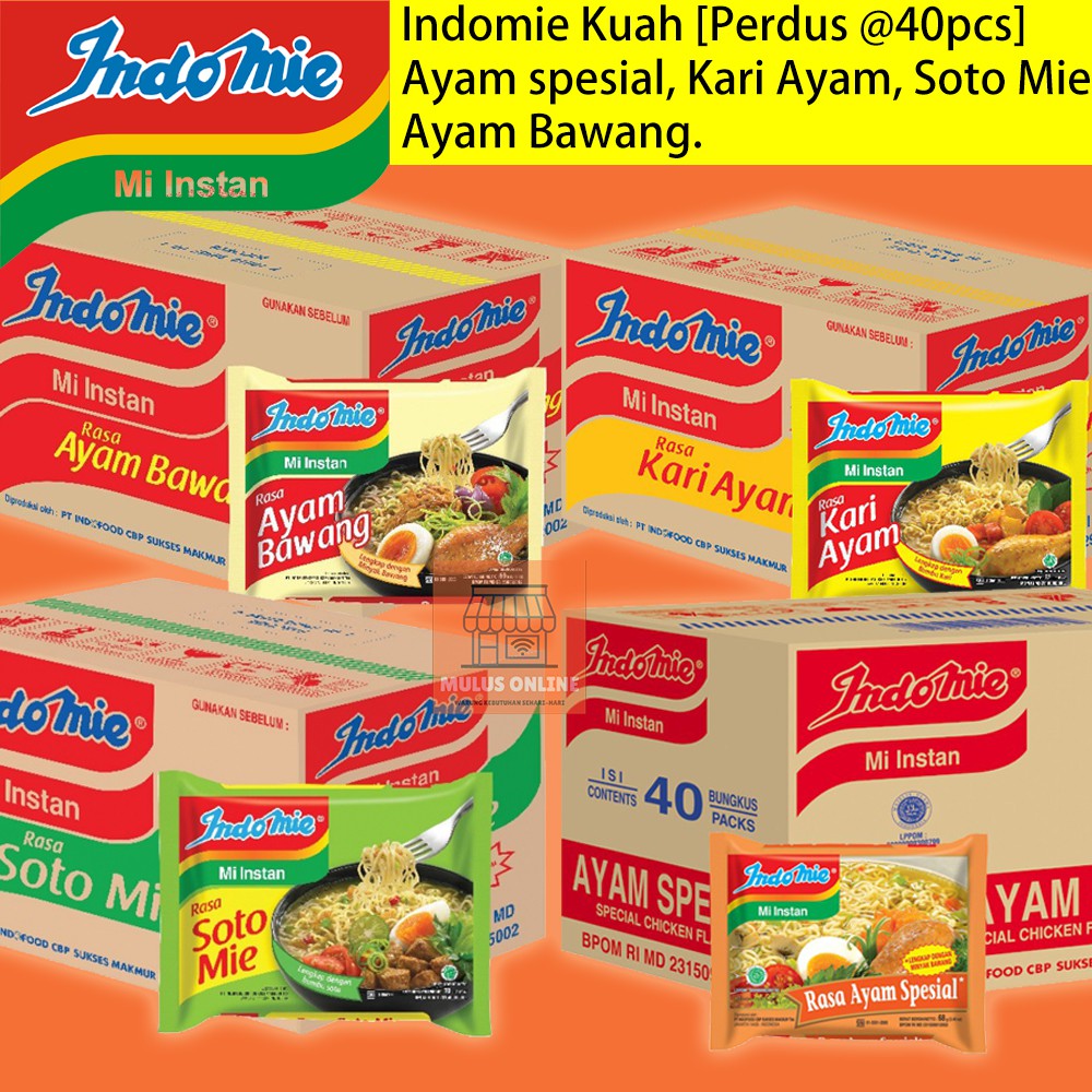 

Indomie Kuah PERDUS [isi @40pcs] Rasa: Soto Mie, Ayam Bawang, Ayam spesial, Kari Ayam. Murah!