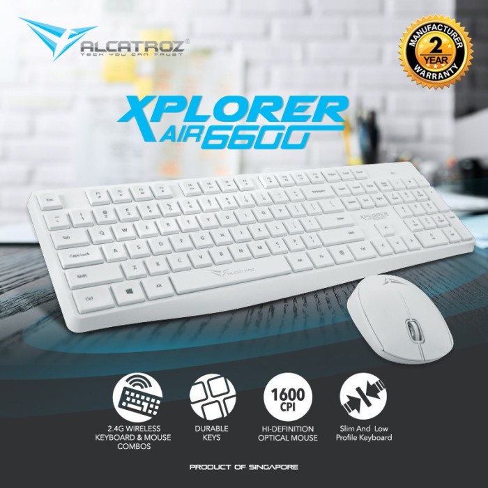 Keyboard Mouse Wireless Combo Alcatroz Xplorer Air 6600 1600CPI