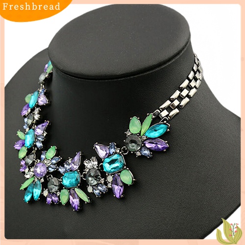 [TERLARIS]Women's Rhinestone Flower Cluster Bib Pendant Choker Chain Charm Pendant Necklace