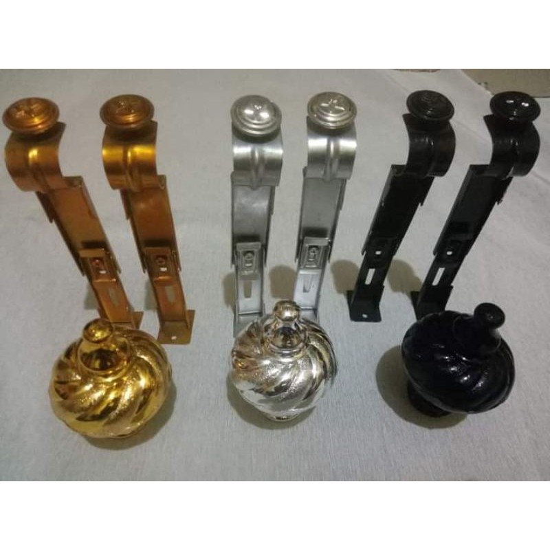 kaki cagak batang gorden / breket batang gorden & tutup batang gorden - aksesoris batang gorden