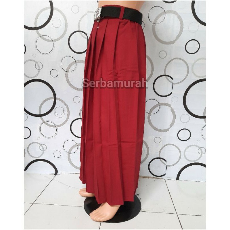 Rok rempel panjang warna merah sekolah sd rok merah panjang karet