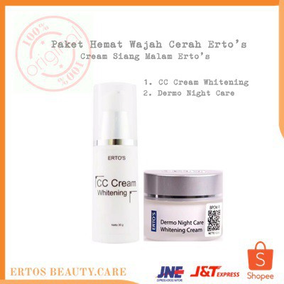 Ertos Paket Siang Malam Ertos Whitening Cc Cream Dermo Night Care Original Bpom Indonesia