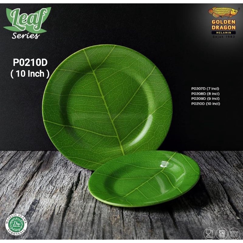 3 PCS PIRING CEPER DAUN 10 Inc(P0210D/P0210)Piring Daun|Piring Melamin|Piring Makan Golden Dragon