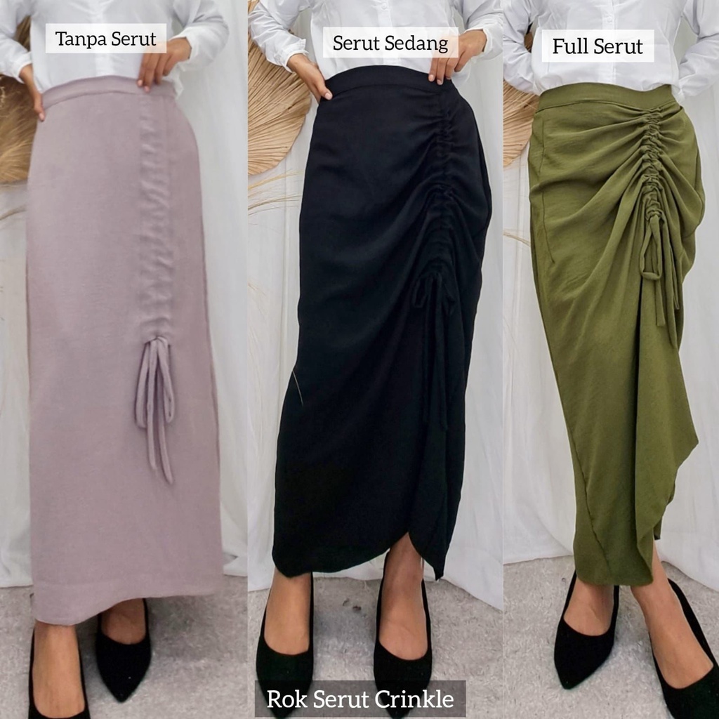 Tamara Skirt - Rok Serut Casual Korean Look - Midi Maxy Skirt - Rok Wanita Korean Terbaru - Rok Crinkle - Cod Nusantara - Izdihaar Olshop