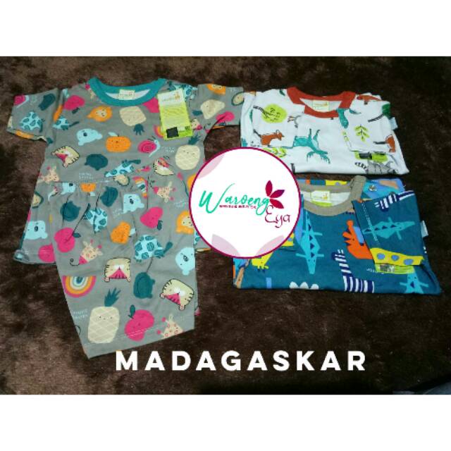 Setelan Kancing Pundak Pendek Madagaskar Velvet Junior SML LB XL XXL