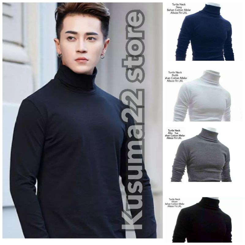 Kaos Turtleneck Turtle Neck Pria Fashion Distro Kaos Leher Tinggi Pria Premium Shopee Indonesia