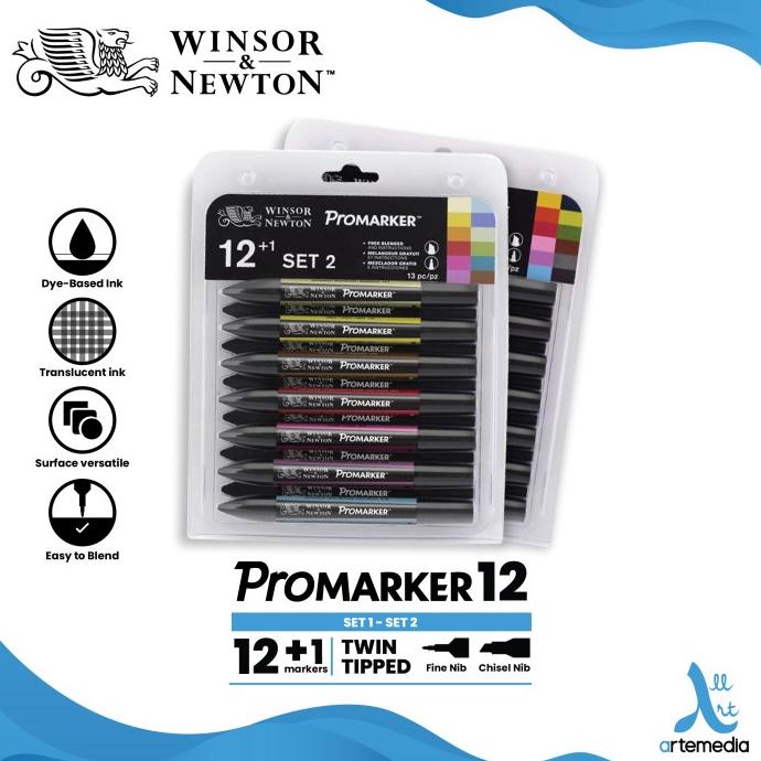 

[[COD]] Marker Winsor & Newton Promarker Set 12 Dual Point Pena Kuas Warna TERLENGKAP Kode 933