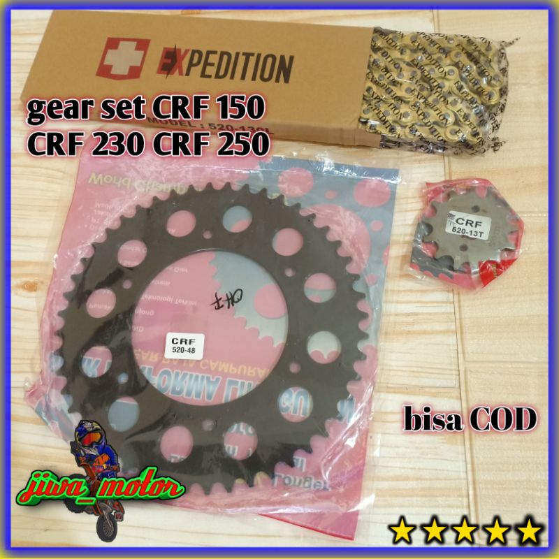 gear gir 1set 520 motor CRF 150 CRF 230 CRF 250 VZM rantai expedition gold gear set motor crf 150 cr