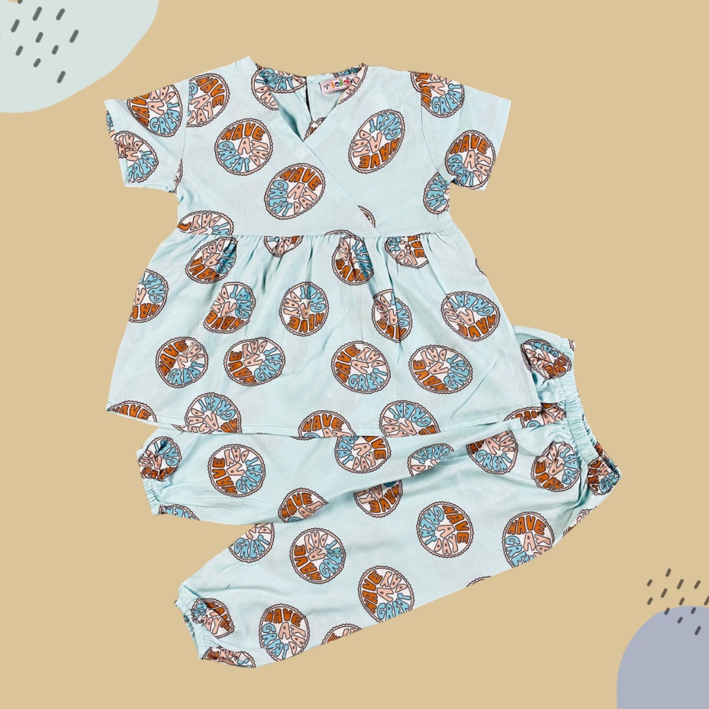 2-6 TH SETELAN ANAK PEREMPUAN KIMMY ONE SET ANAK RAYON  by BOBO KIDS-Mint alphabeth