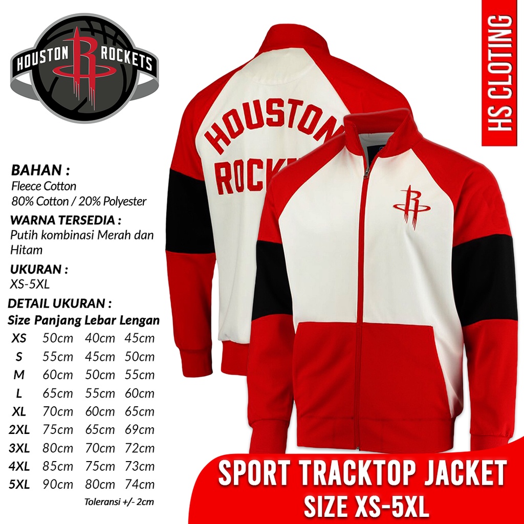 Jaket XS-5XL Houston Rockets NBA Basketball Western Conference Team Tracktop Jacket Bahan Katun Flee