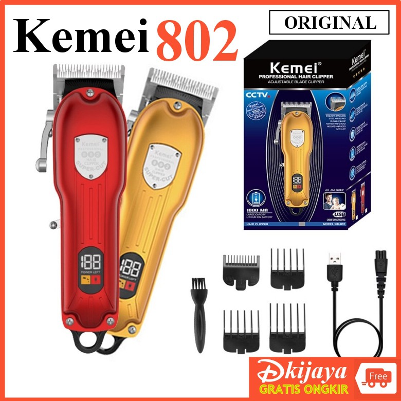 KEMEI 802 ORIGINAL Cukuran Rambut CAS Baterai LCD Digital KM KM802 KM-802