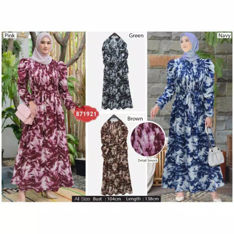extu gamis tie dye smock lengan balon