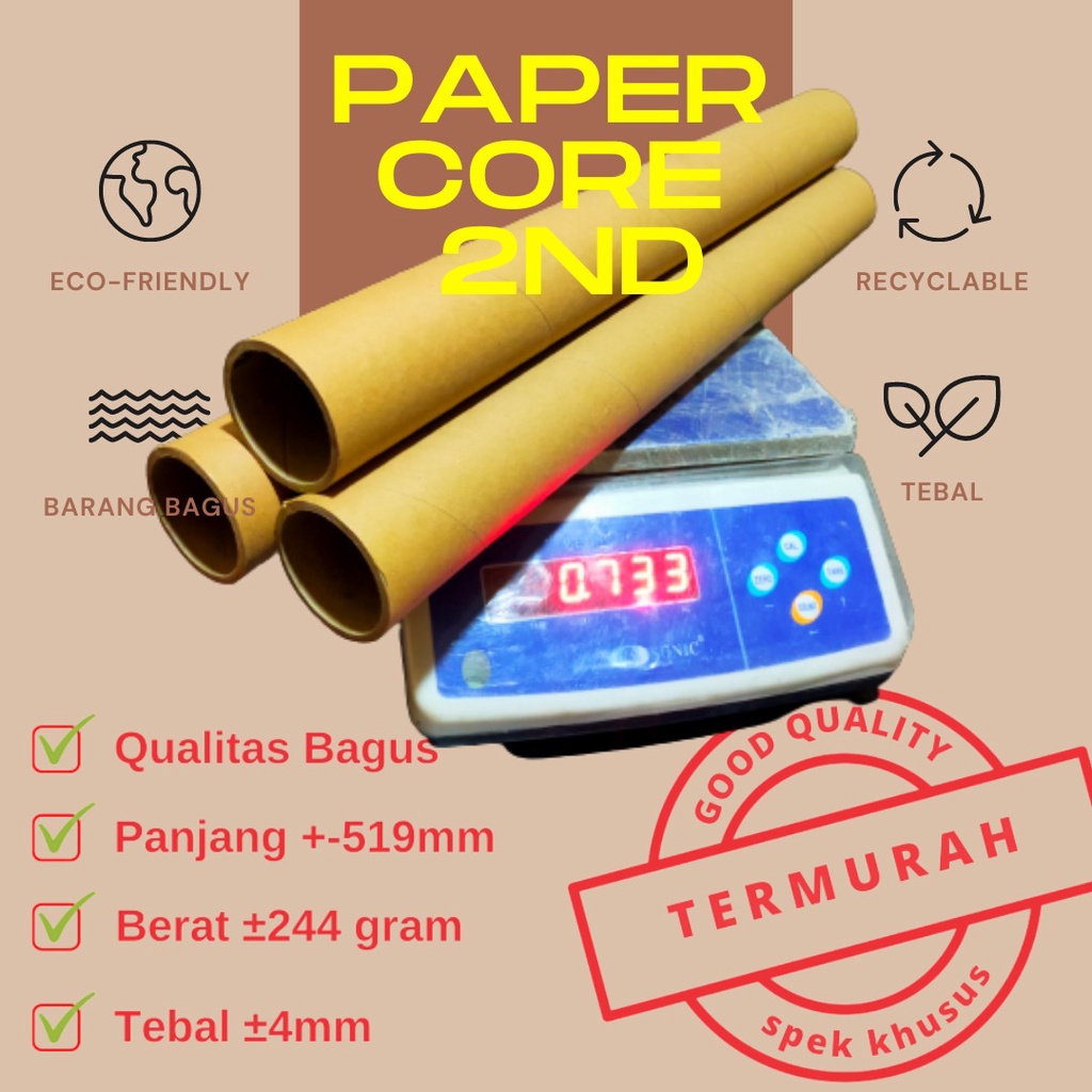 PAPER CORE TEBAL 50 52 cm Tabung Kertas Kardus Selongsong BOBIN CONES