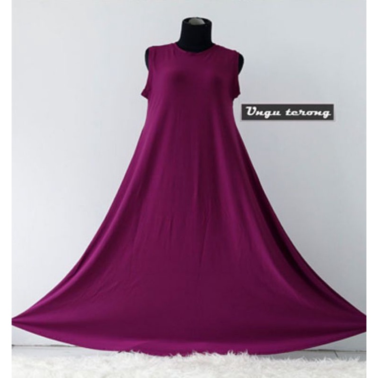 Baju Gamis Jersey Kutung Yukensi Dress Tanpa Lengan Kutung Busui Polos ASYITA DRESS Warna UNGU TERON