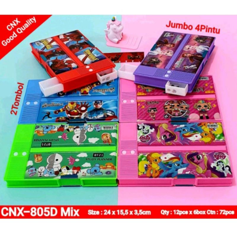 

Tempat Pensil Magnet Tombol Karakter Anak / Kotak Pensil Magnet Tombol Jumbo 4 Pintu