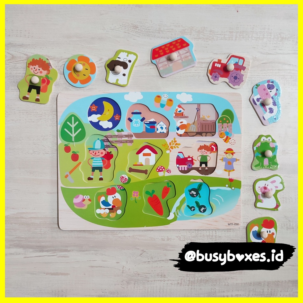 [busyboxes] mainan edukasi anak 2 tahun mainan edukasi anak 3 tahun puzzle knob mainan montessori puzzle petani wooden toys puzzle kayu