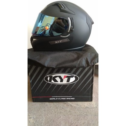 Helm KYT K2 Rider Hitam Doff  Size L + Visor Flat Iridium Blue + Clear Visor Bawaan KYT