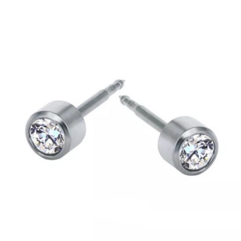 Anting Tusuk Titanium Steel Anting tusuk permata Anti Karat earring gemstone stab Anting Permata pria wanita