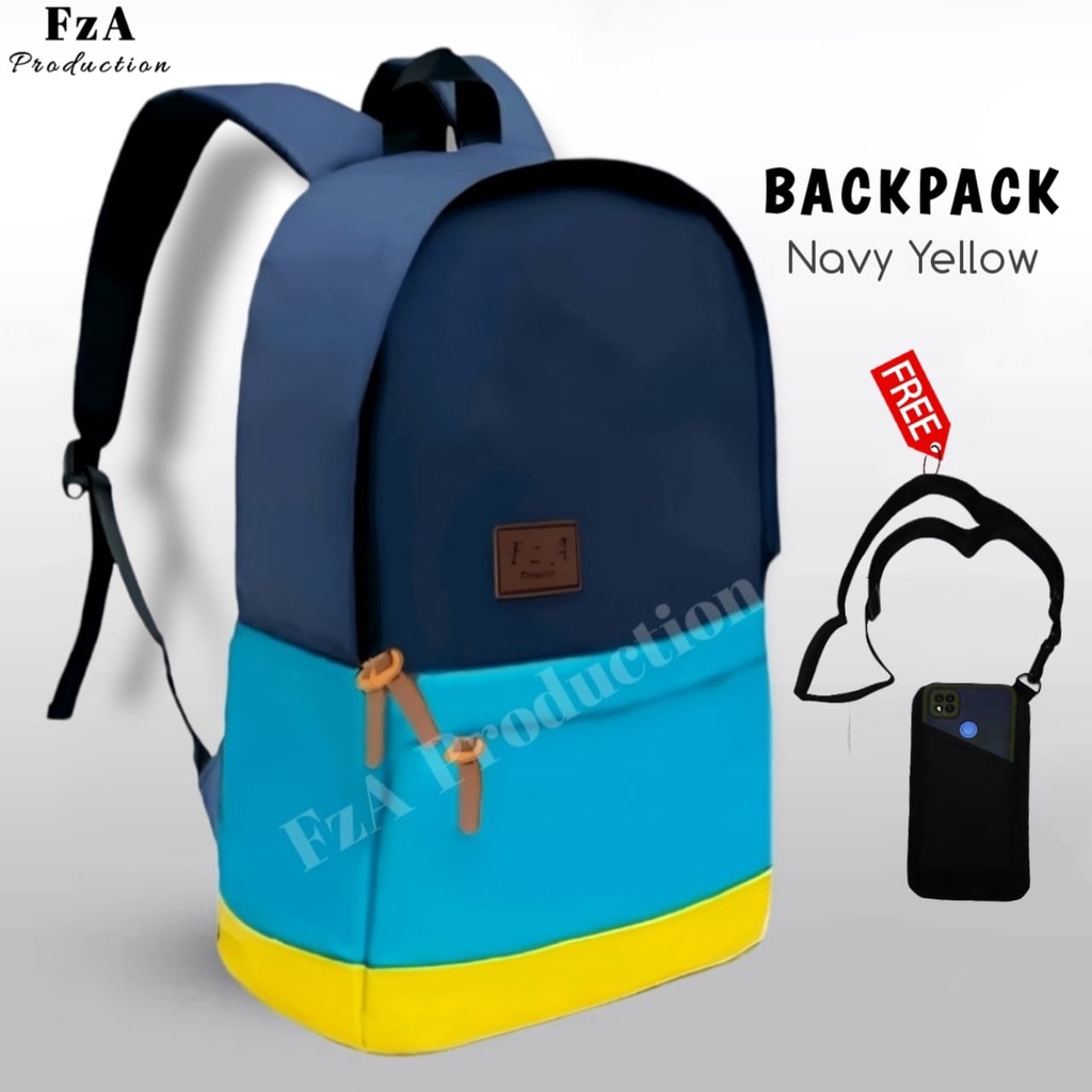 Tas Ransel Punggung Distro Casual Pria Wanita / Tas Ransel Laptop Original - FzA Gratis  Sako Wallet HP