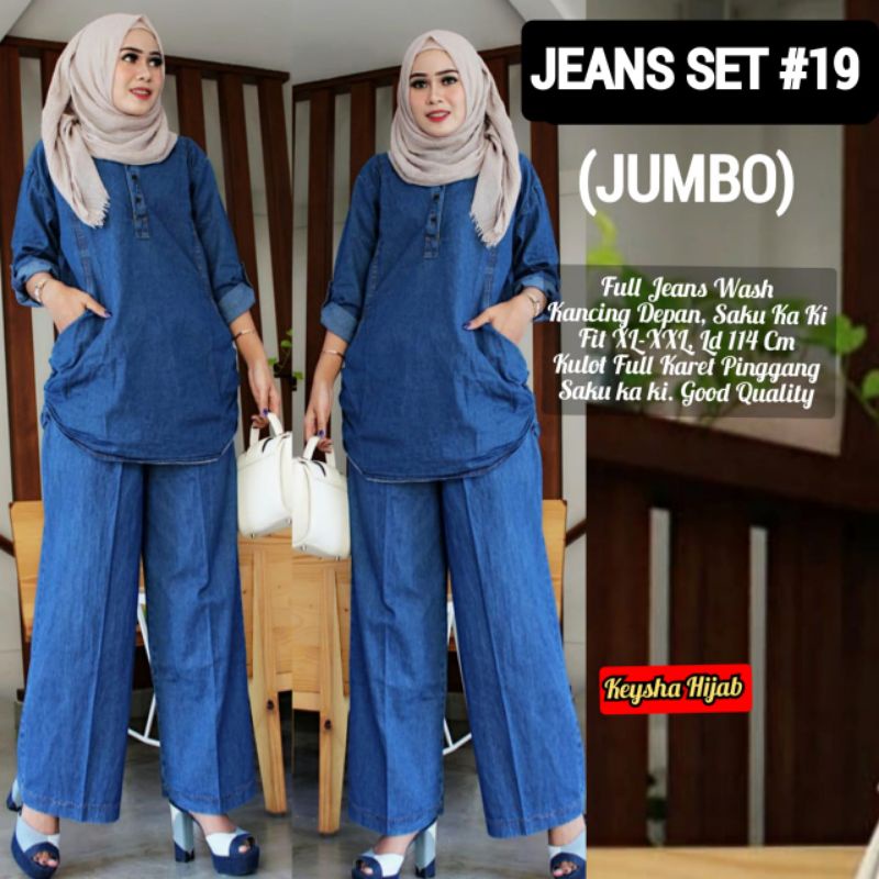 Setelan JUMBO Baju dan Kulot Jeans wanita RUSH