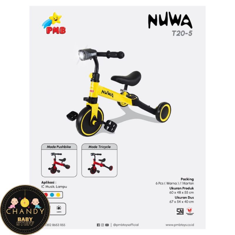 BALANCE BIKE PUSH BIKE ANAK TRICYCLE PMB NUWA T20-5