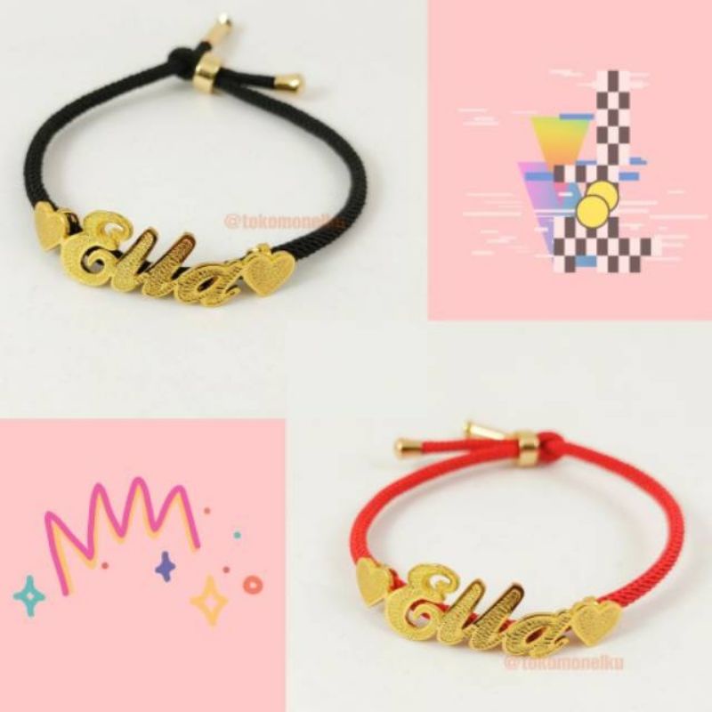 Gelang Tali Request Nama Lapis Emas
